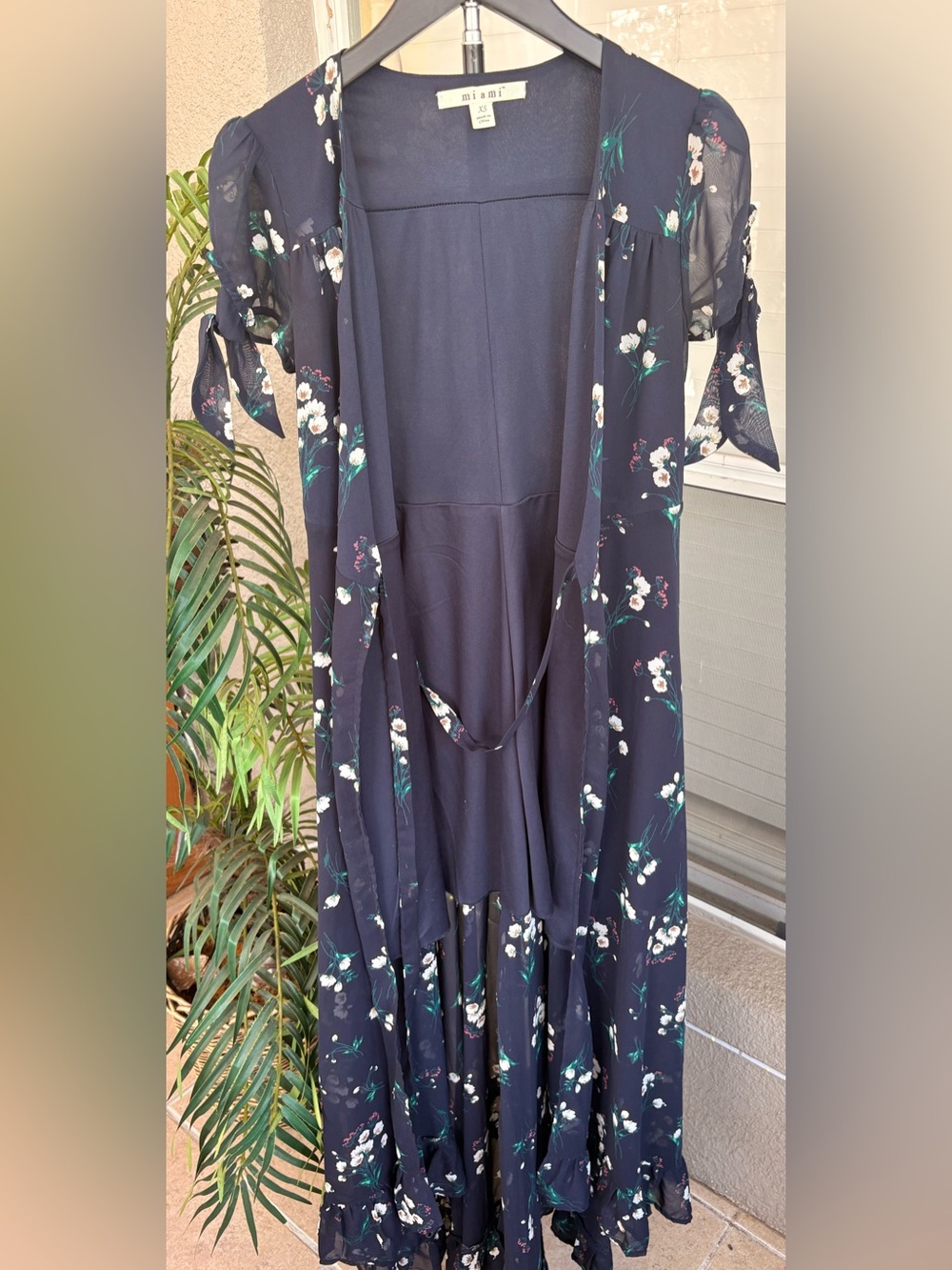 miami navy floral wrap midi dress - Picture 3 of 8